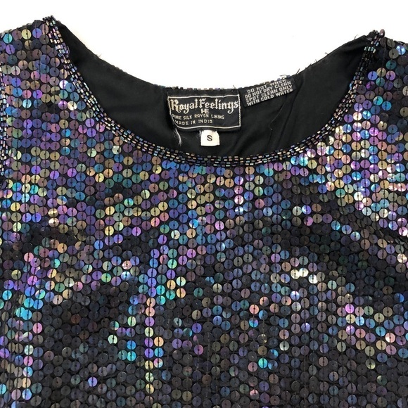 Royal Feelings Vintage Sequin Sleeveless Top with Silk Lining - Picture 2 of 7